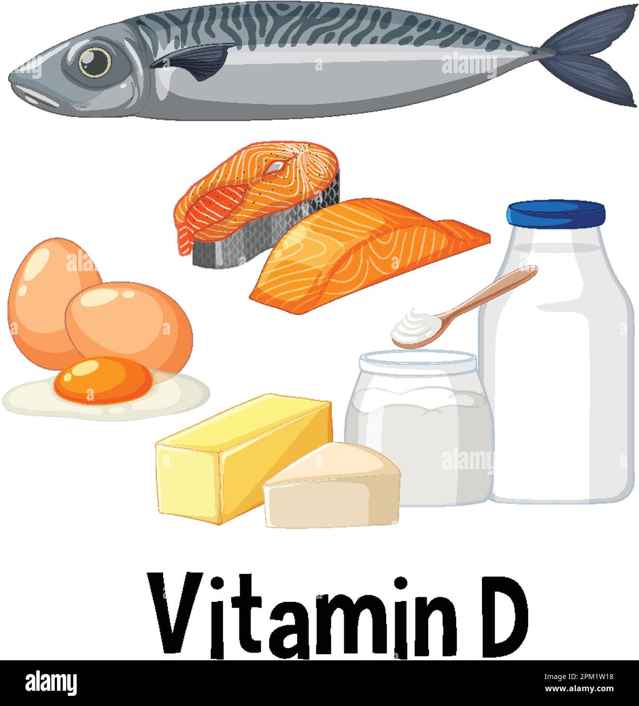 Healthy Sources of Protein and Vitamins illustration Stock Vector