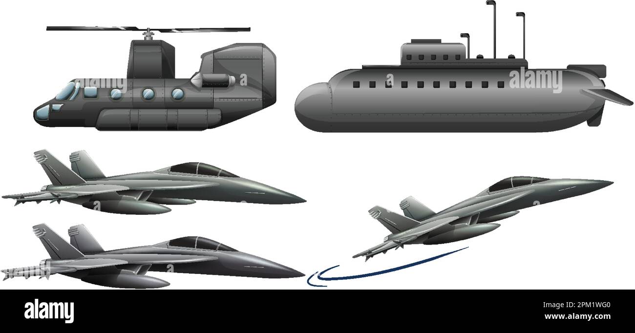 Set of Military Aircrafts illustration Stock Vector Image & Art - Alamy