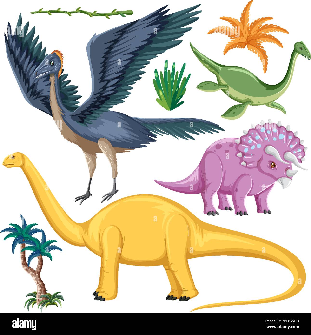 Dinosaur and Nature Elements Vector Collection illustration Stock ...