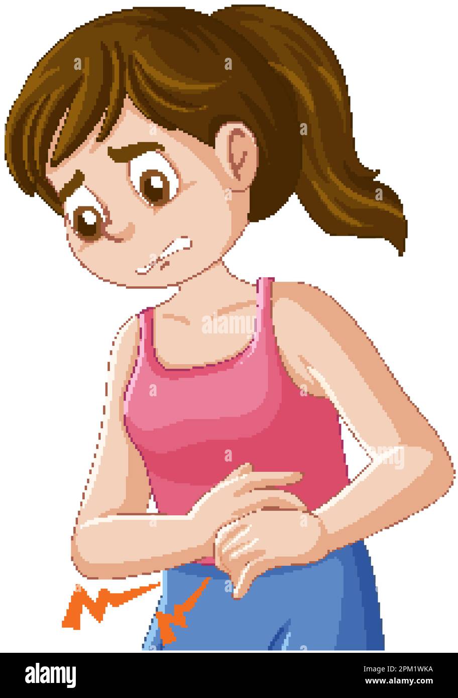 Puberty Girl Having Stomach Cramps illustration Stock Vector Image