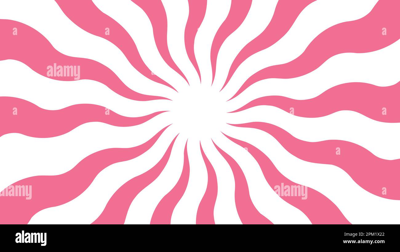 Retro style banner of sun burst with radial rays in soft pink pastel color Spiral, swirl stripes. Vintage style abstract summer background vector art Stock Vector