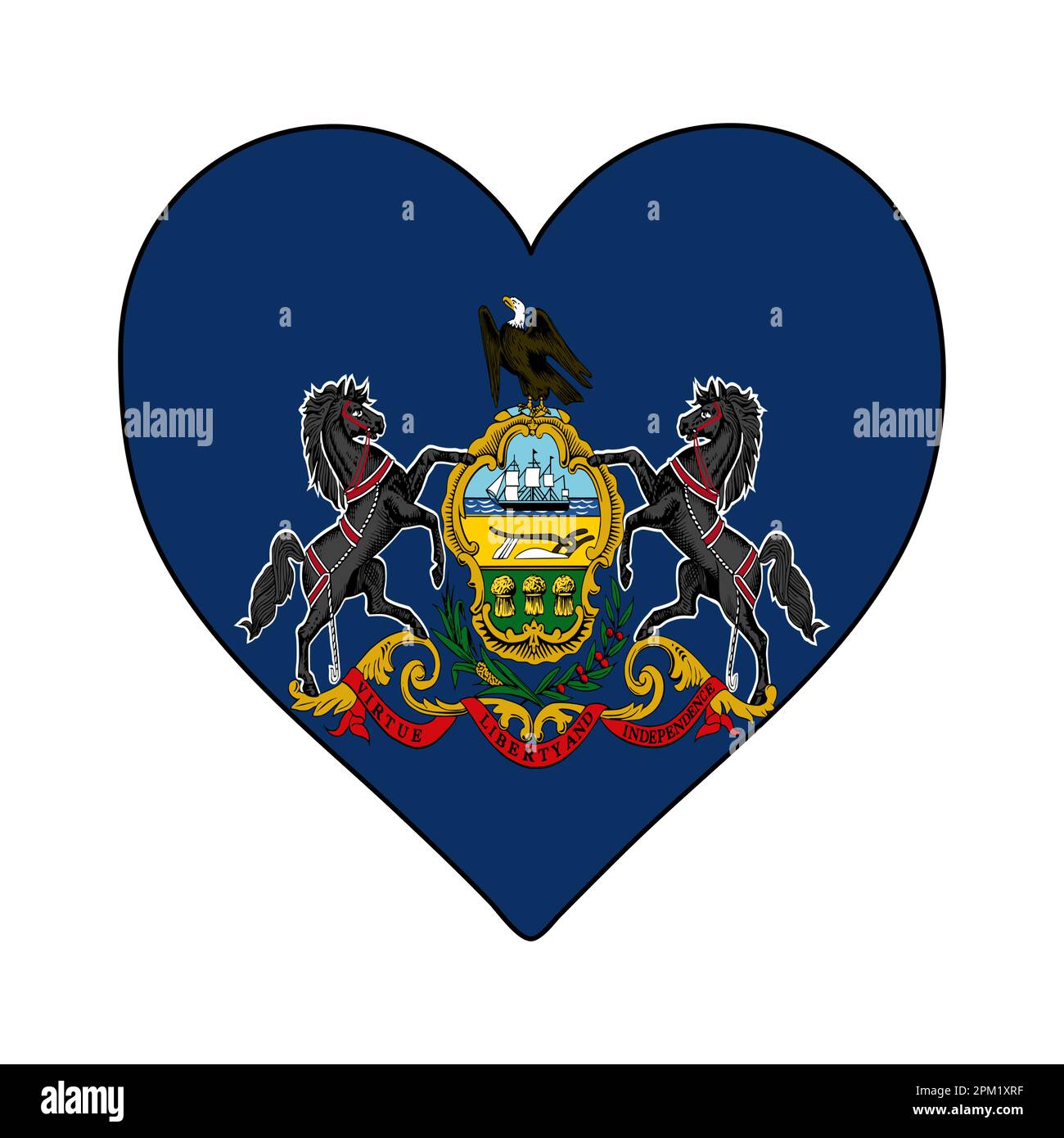 Pennsylvania Heart Shape Flag. Love Pennsylvania. Visit Pennsylvania