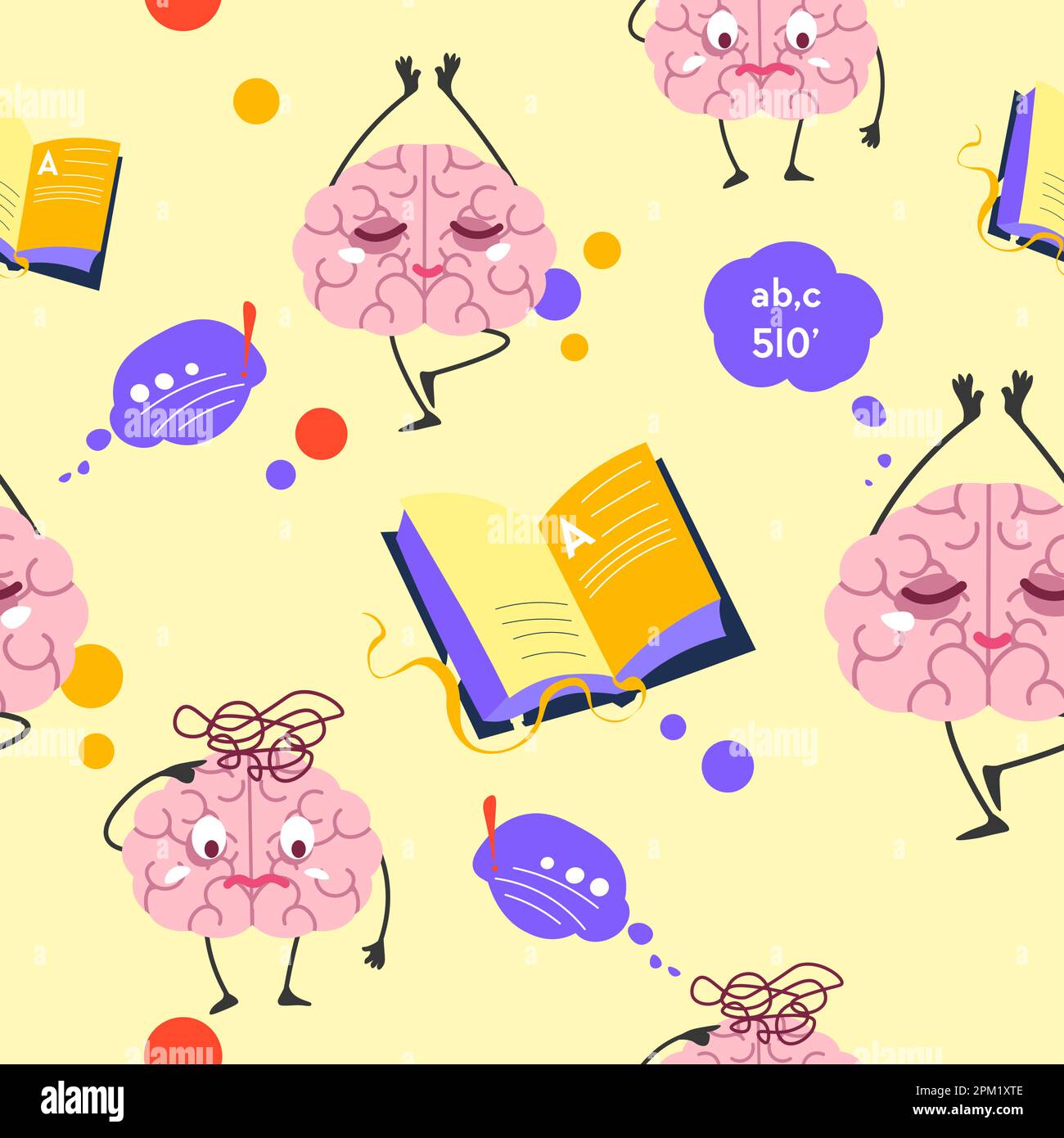 Mindfulness and activity of brain, seamless print Stock Vector Image ...