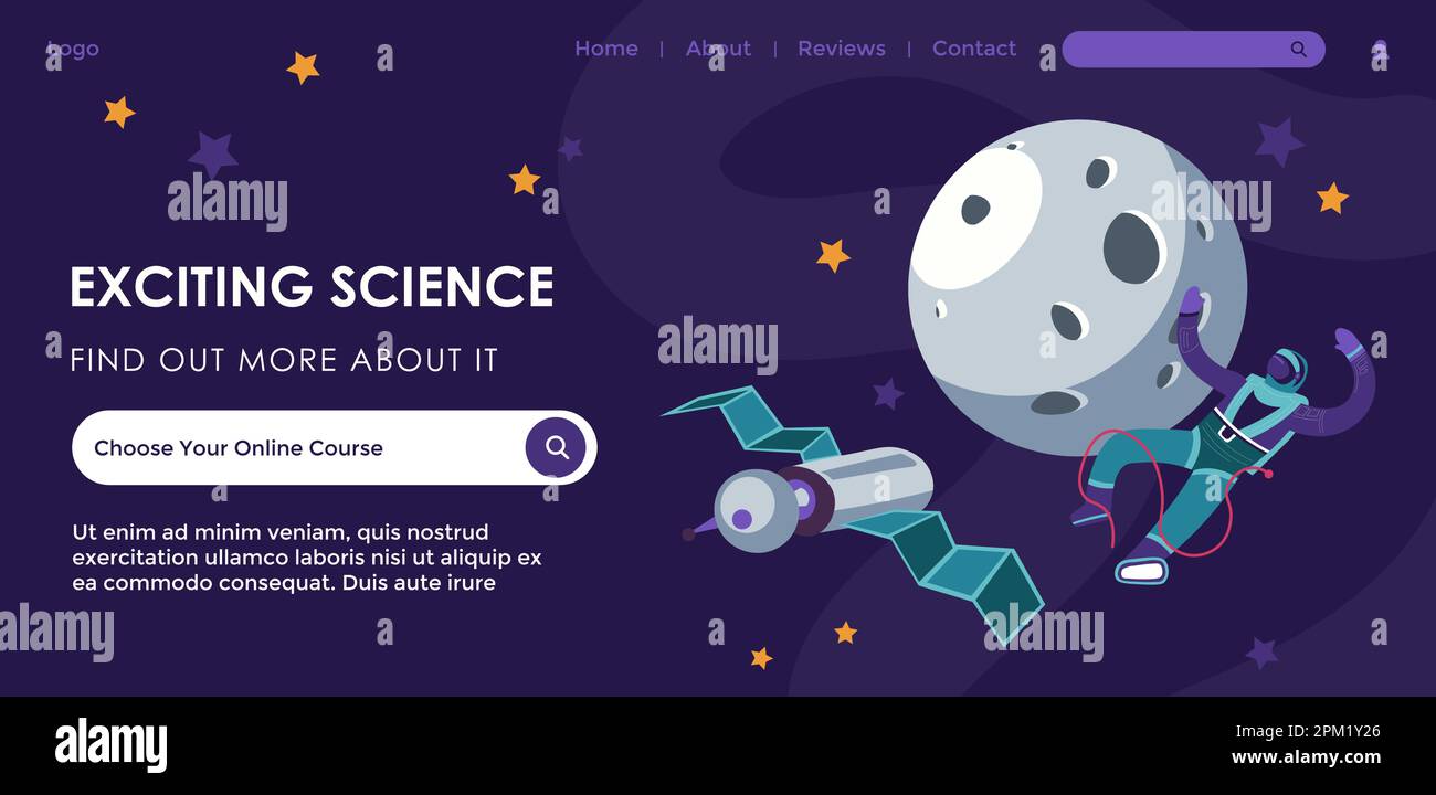 Exciting science, find out more about it website Stock Vector
