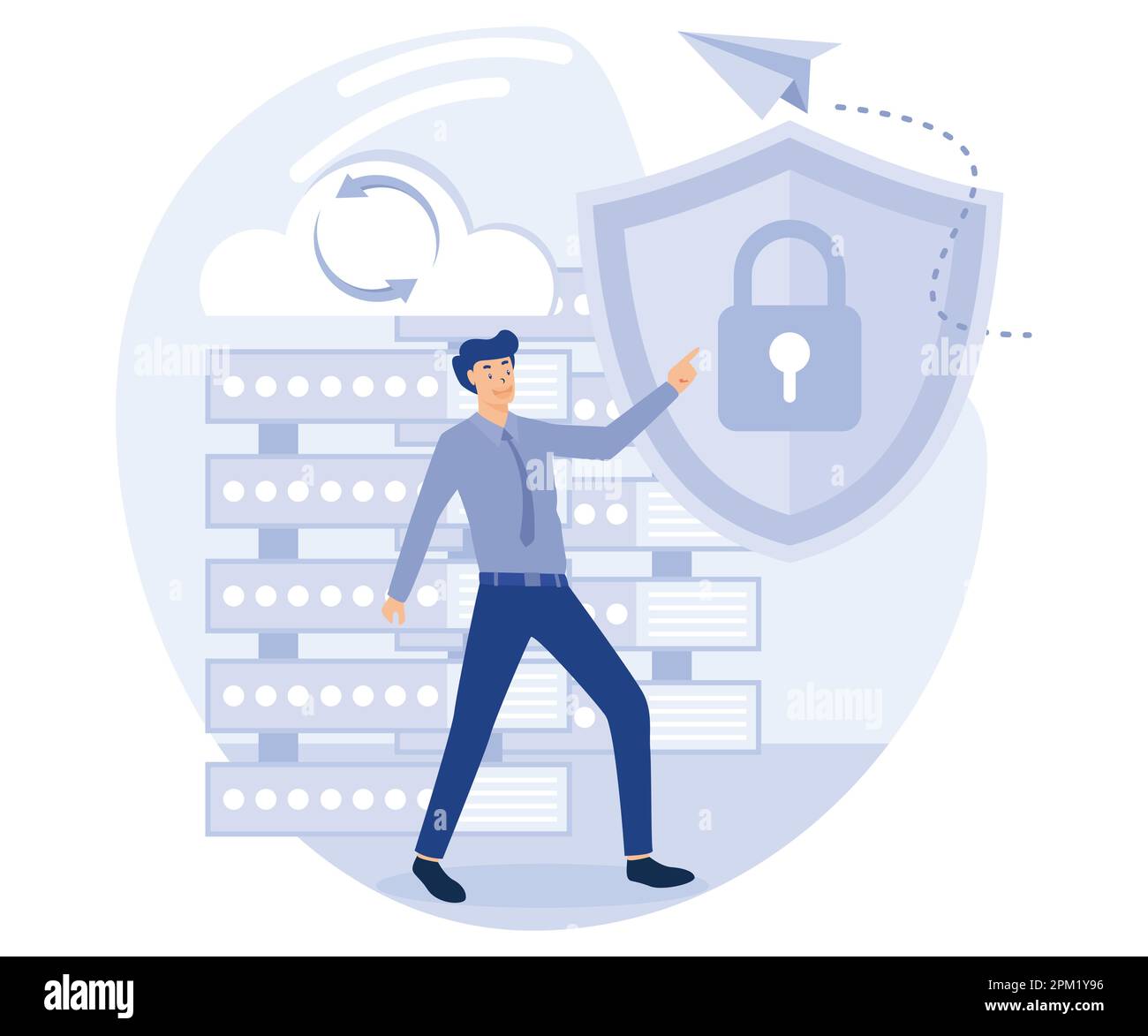 Database security concept, data protection, disk infrastructure, business information safety, flat vector modern illustration Stock Vector