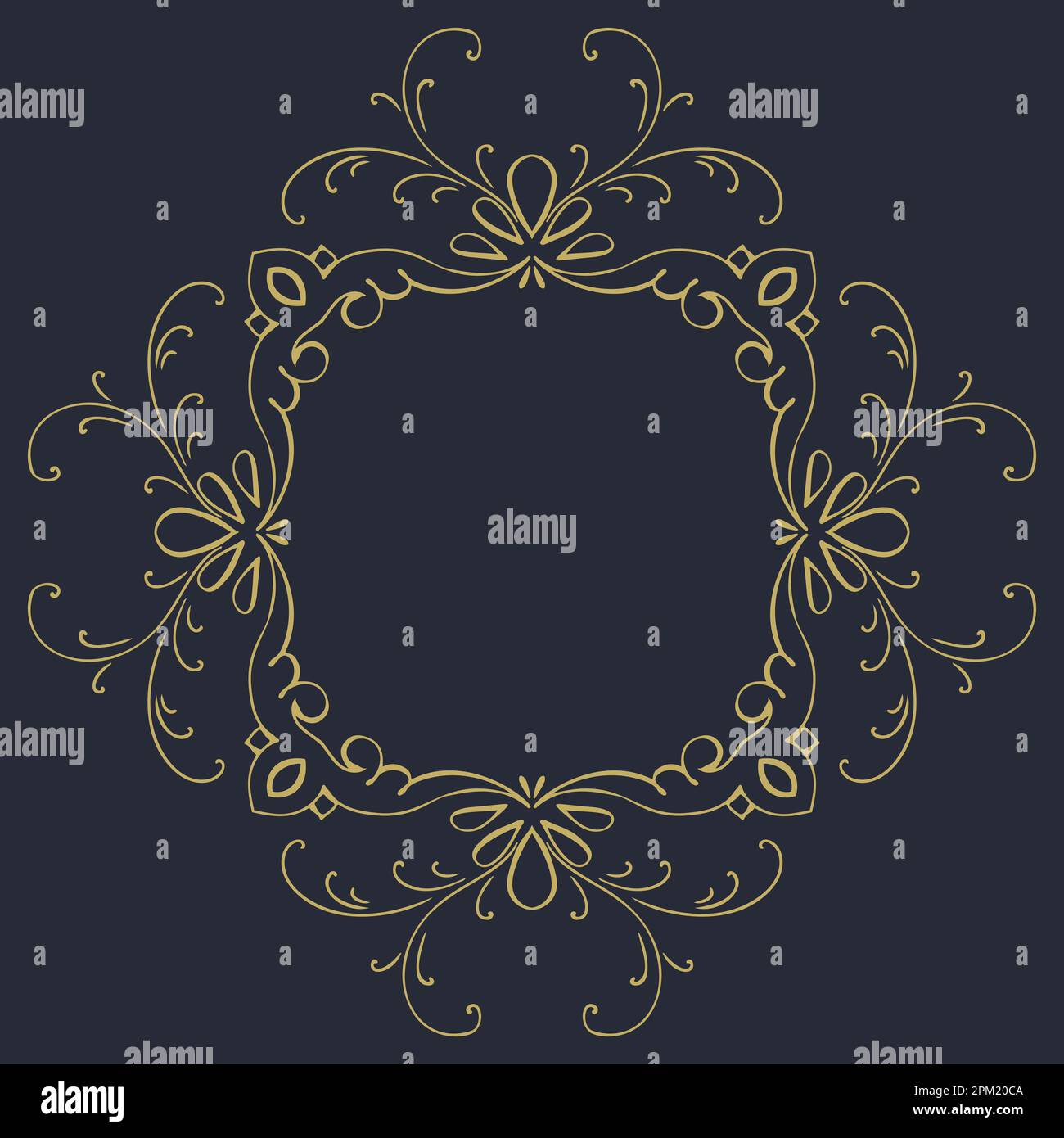 A gold frame with a floral pattern on a black background Stock Vector ...