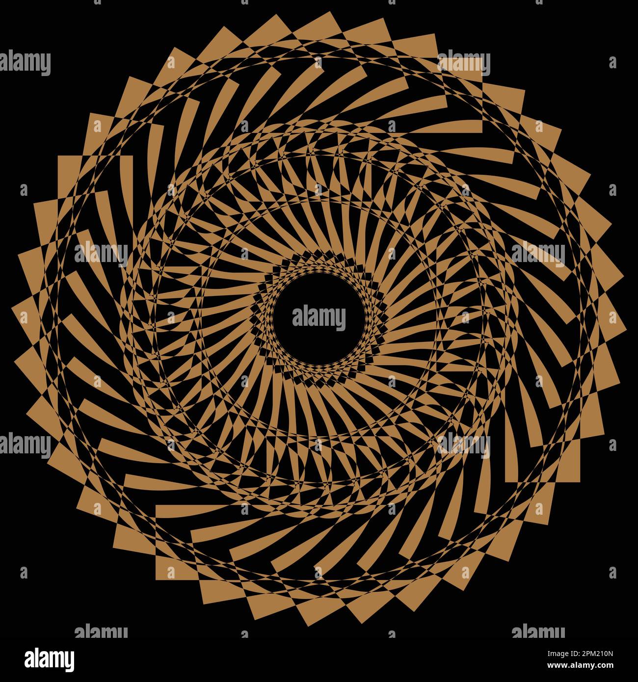 A gold spiral mandala with a black background Stock Vector