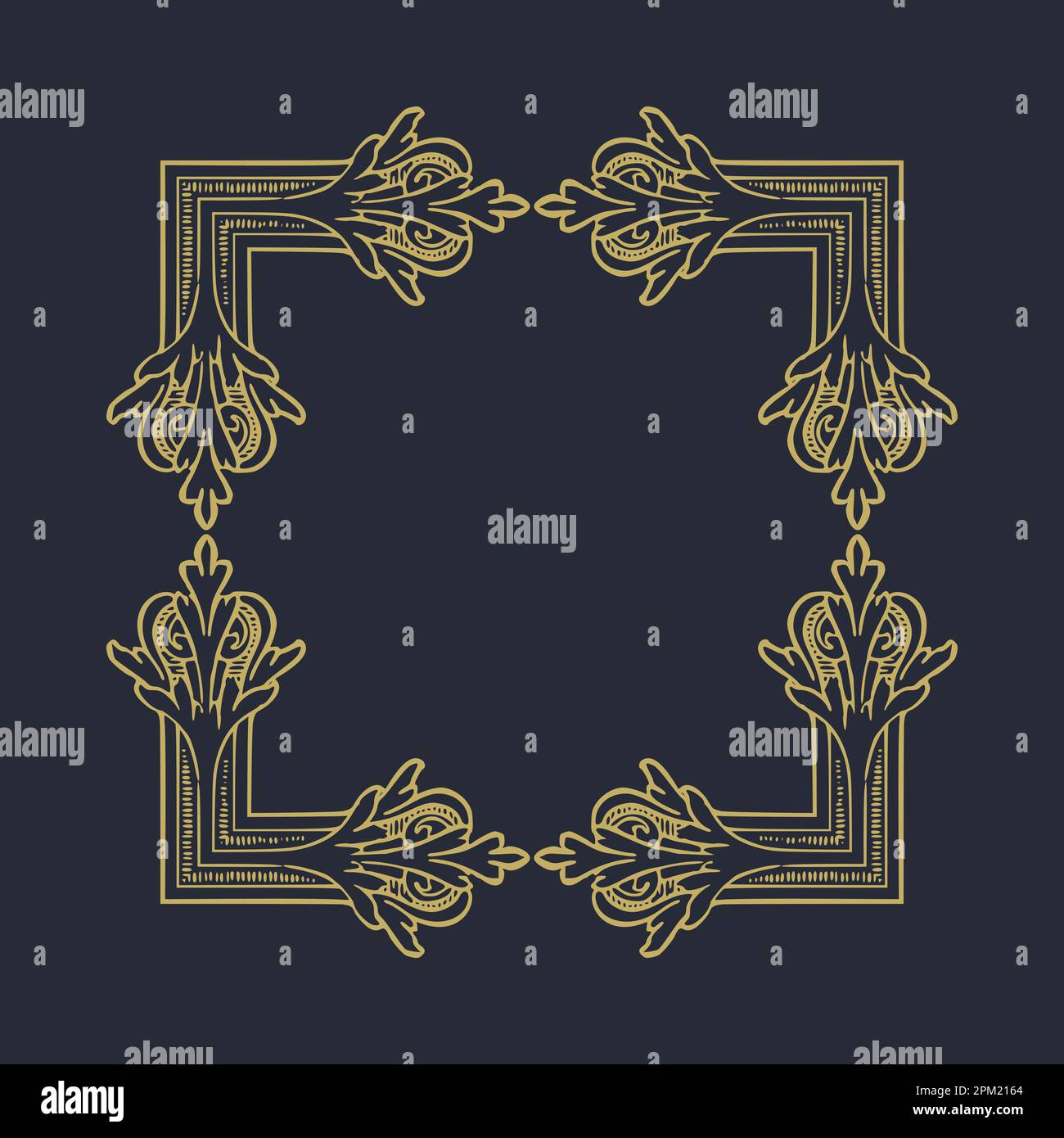 Gold border on a black background Stock Vector