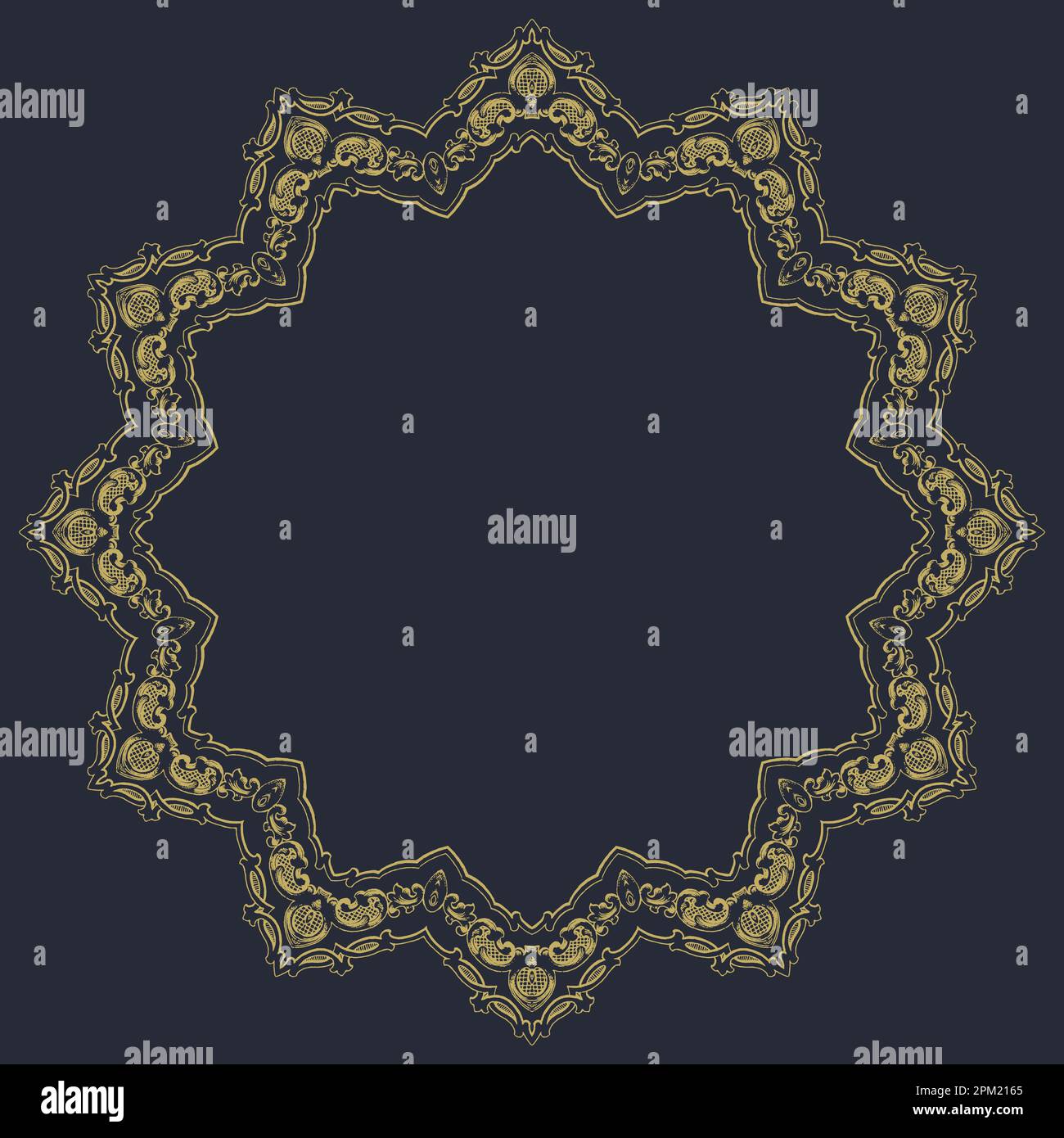 Gold frame with a pattern of the mandala. Stock Vector