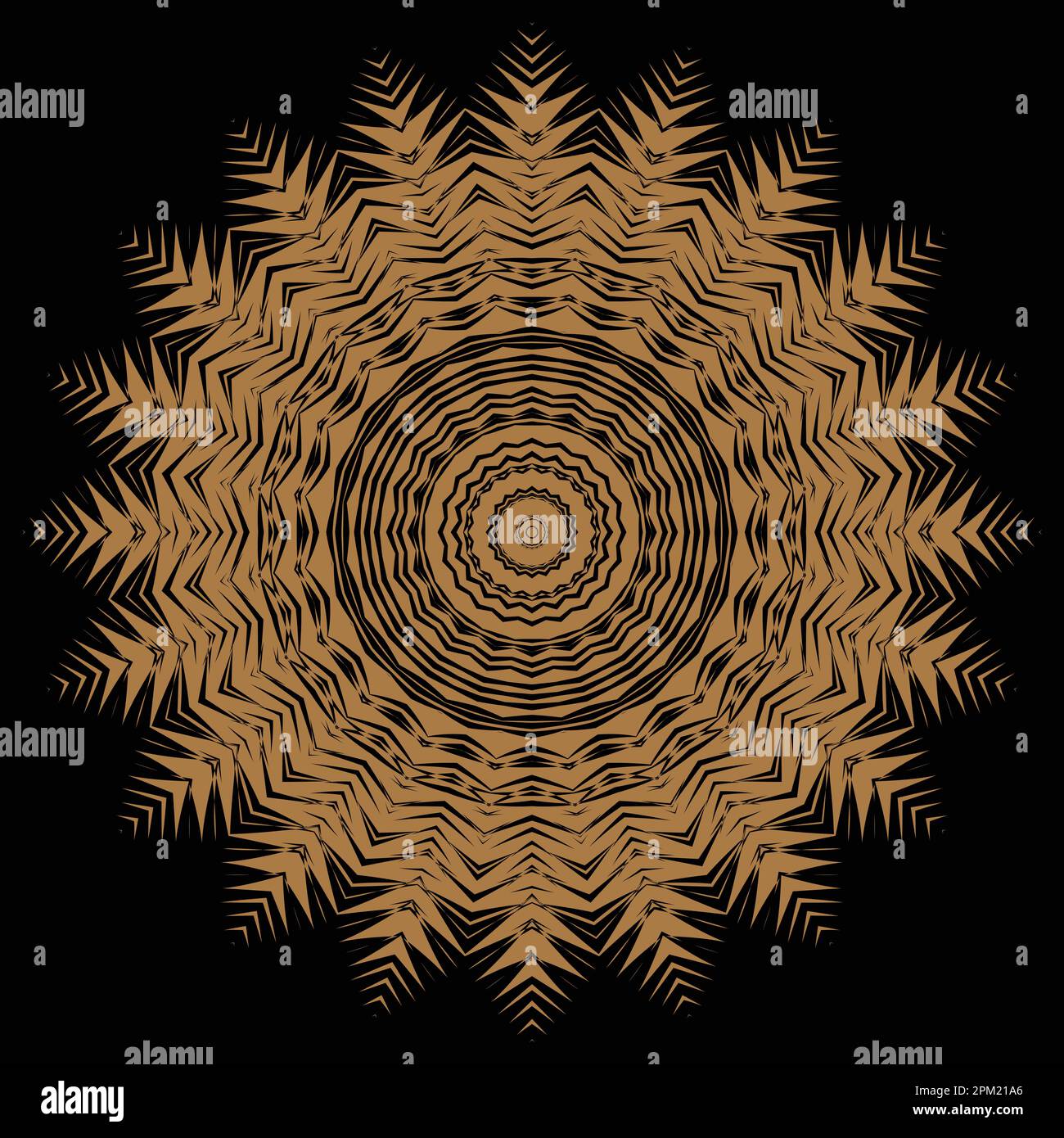 Gold and black background with a pattern of leaves and lines. Stock Vector
