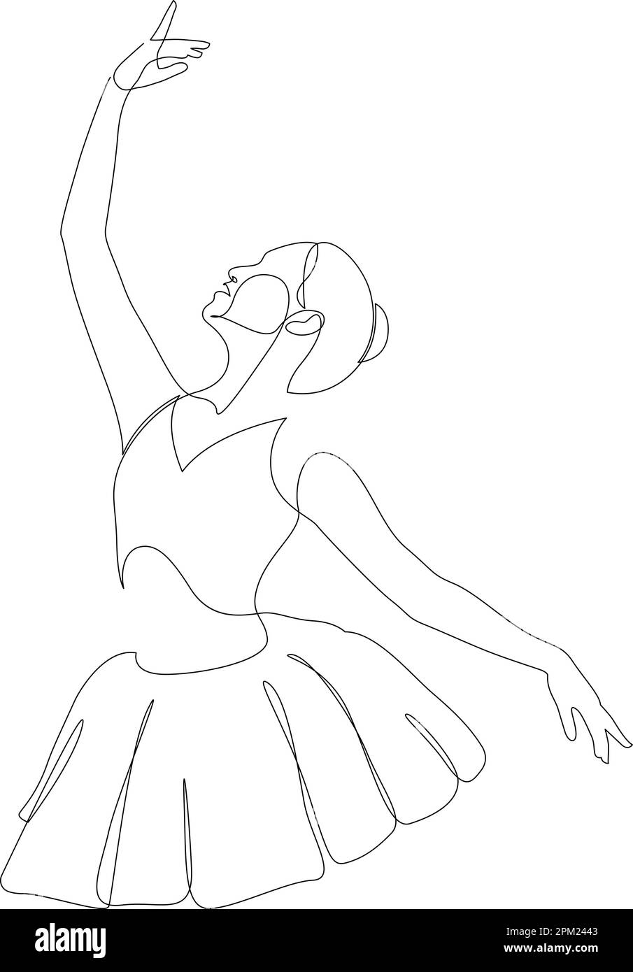 Continuous Line Drawing Of Ballerina In Motion Ballet Dancer Black Line Sketch On White 