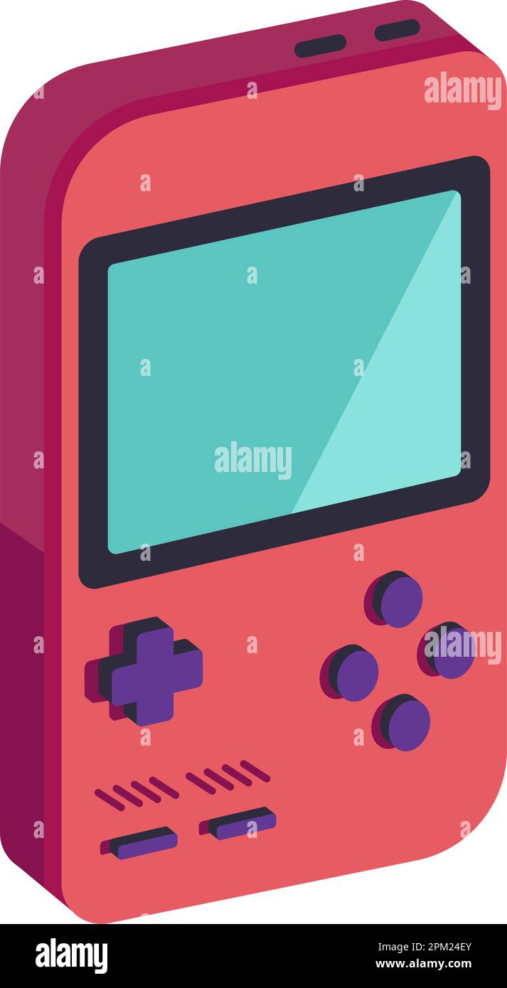 Retro old school games, tetris gadget with screen Stock Vector