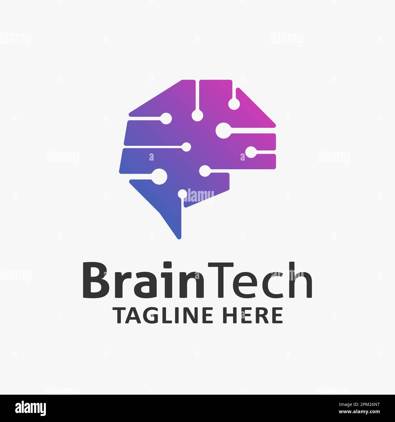 Brain tech logo design Stock Vector