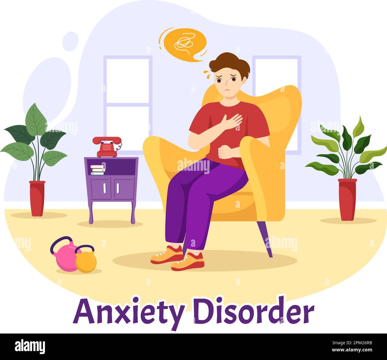 Anxiety Disorder Illustration with Frustrated Person, Nervous Problem