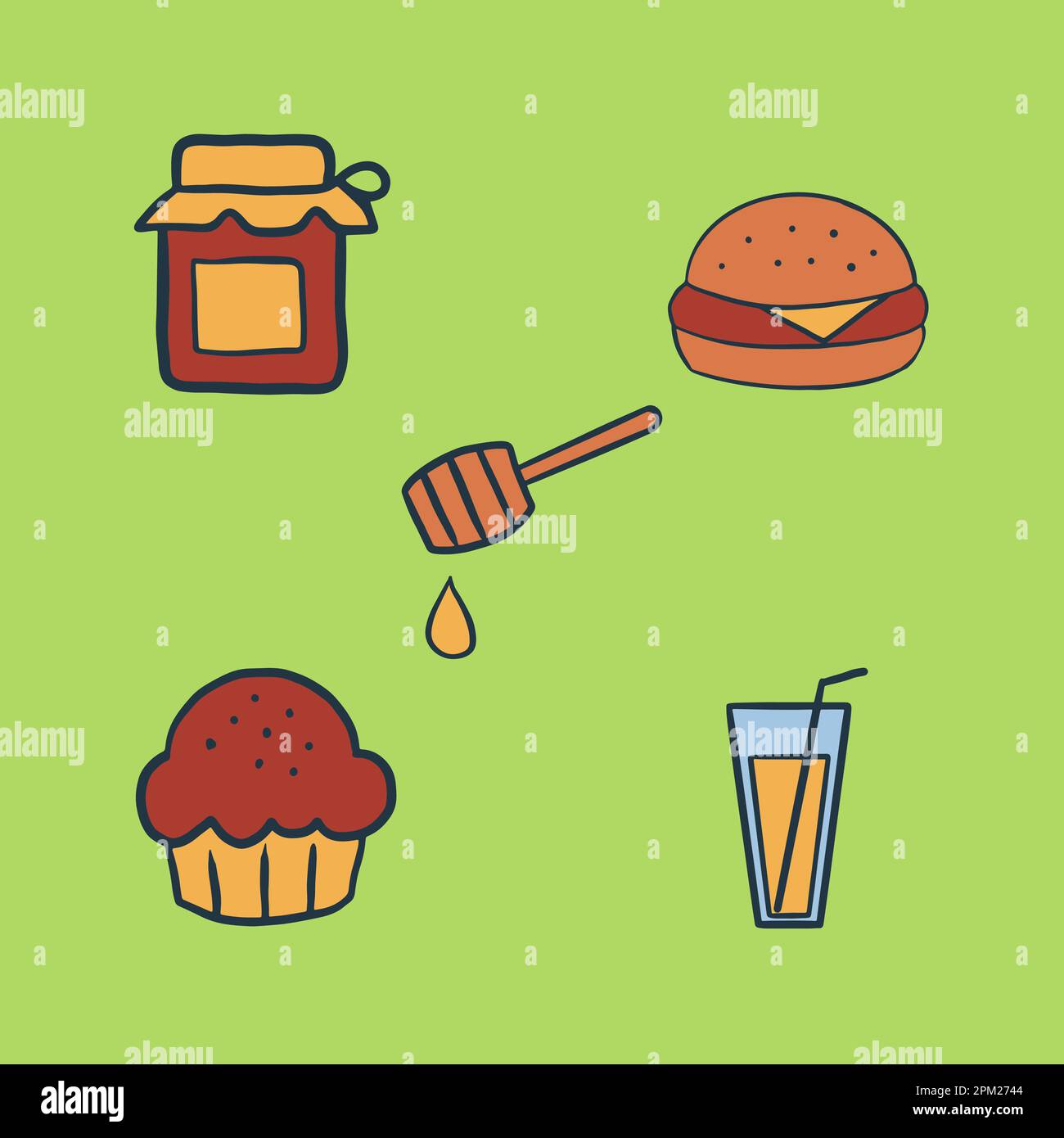 Artistic food icon set. Color illustration for application. Vector ...