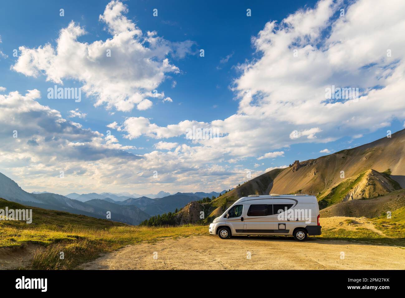 Van Life in Col de la Bonette, Alpes-de-Haute-Provence, Provence, France Stock Photo