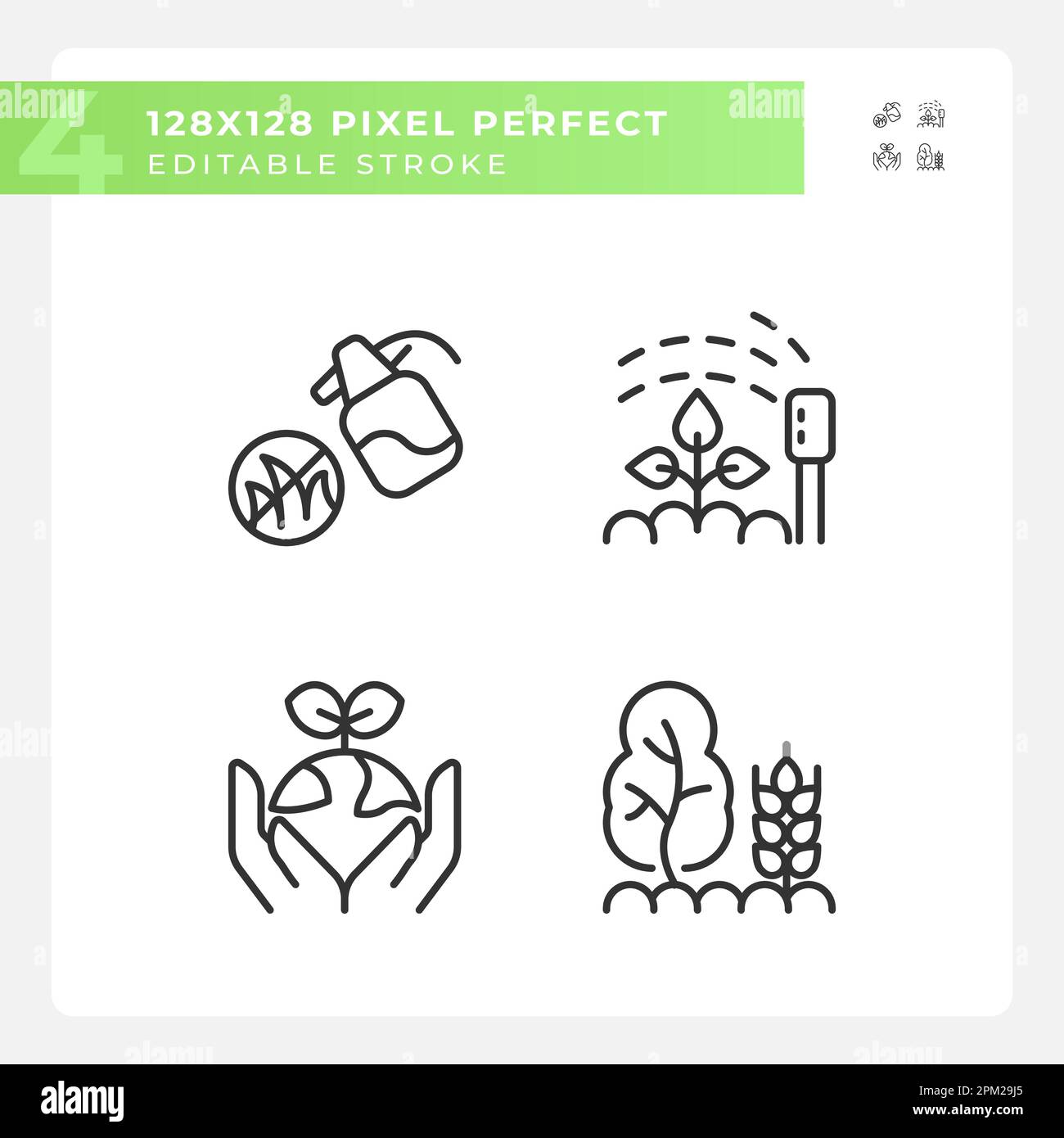 Gardening linear icons set Stock Vector
