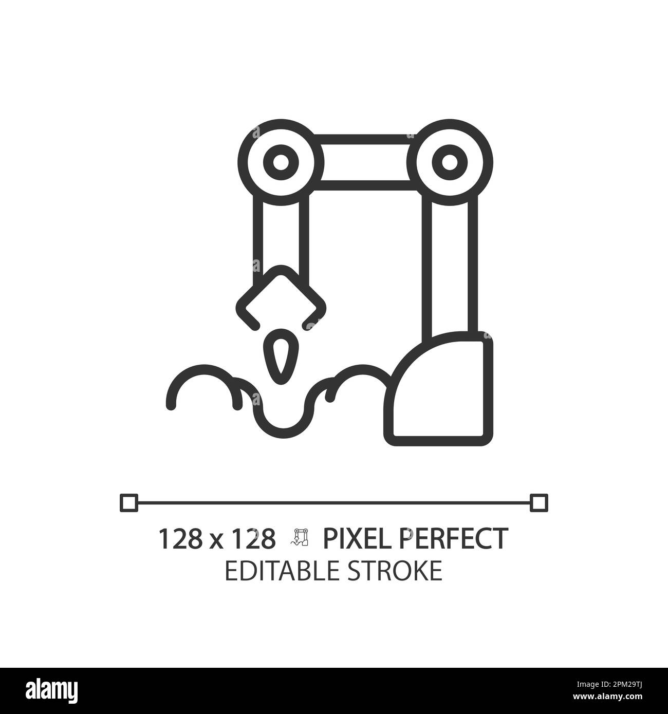 Planting robot linear icon Stock Vector