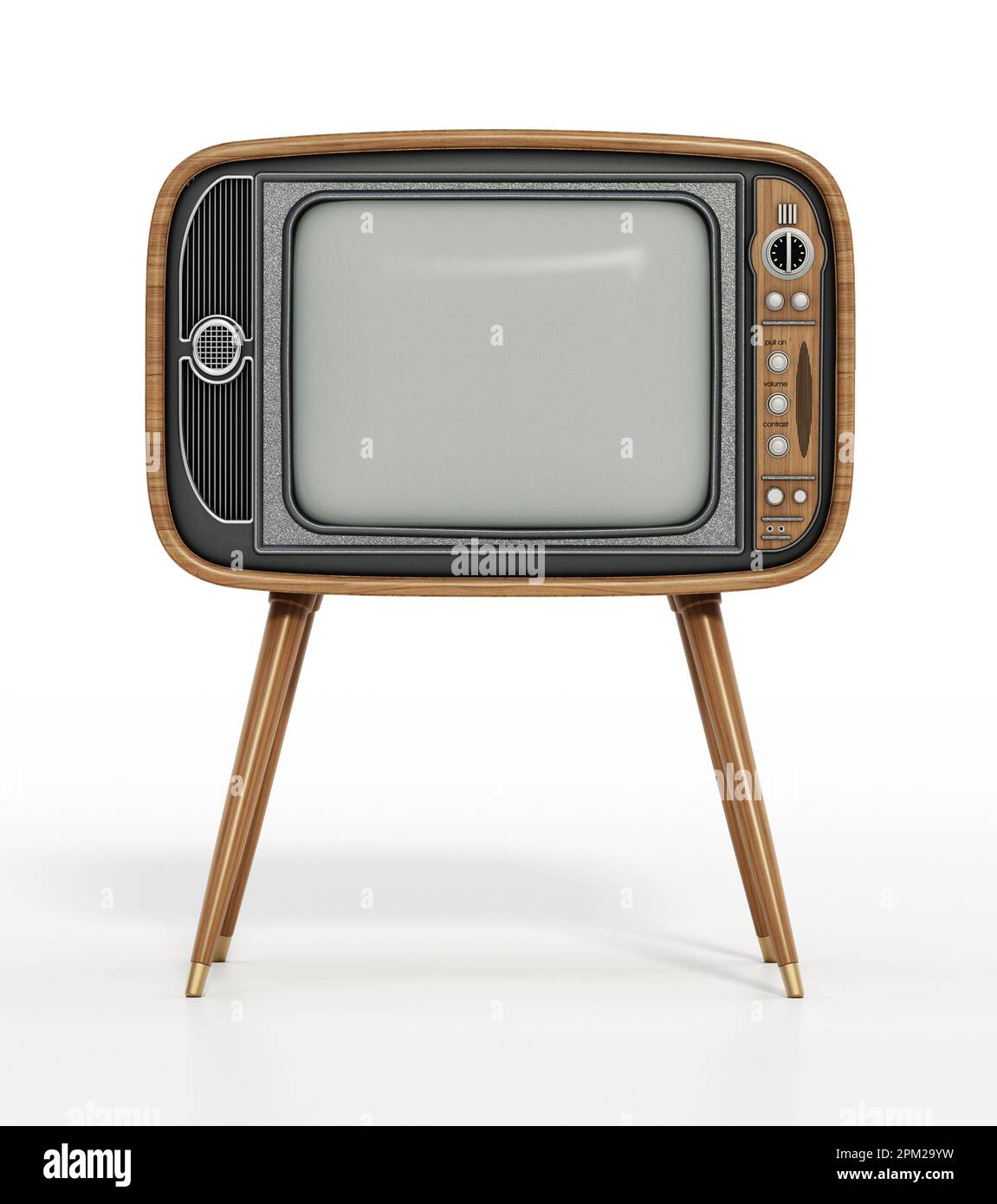 Retro analogue tv isolated on white background. 3D illustration Stock