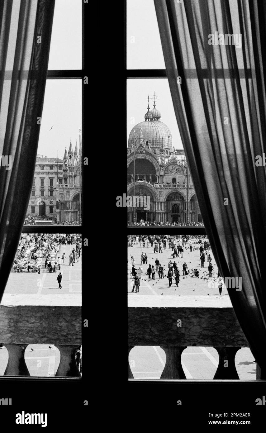 VENEZIA ITALY - PIAZZA SAN MARCO SEEN FROM A WINDOW FLAT - SILVER IMAGE © photography: Frédéric BEAUMONT Stock Photo