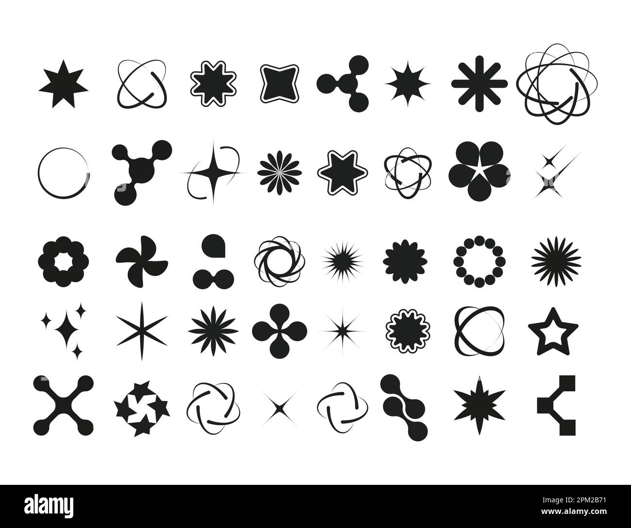Y2k abstract shapes. Minimalist geometric brutalist symbols, retro ...