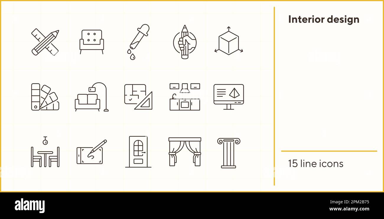 Interior design line icon set Stock Vector Image & Art - Alamy