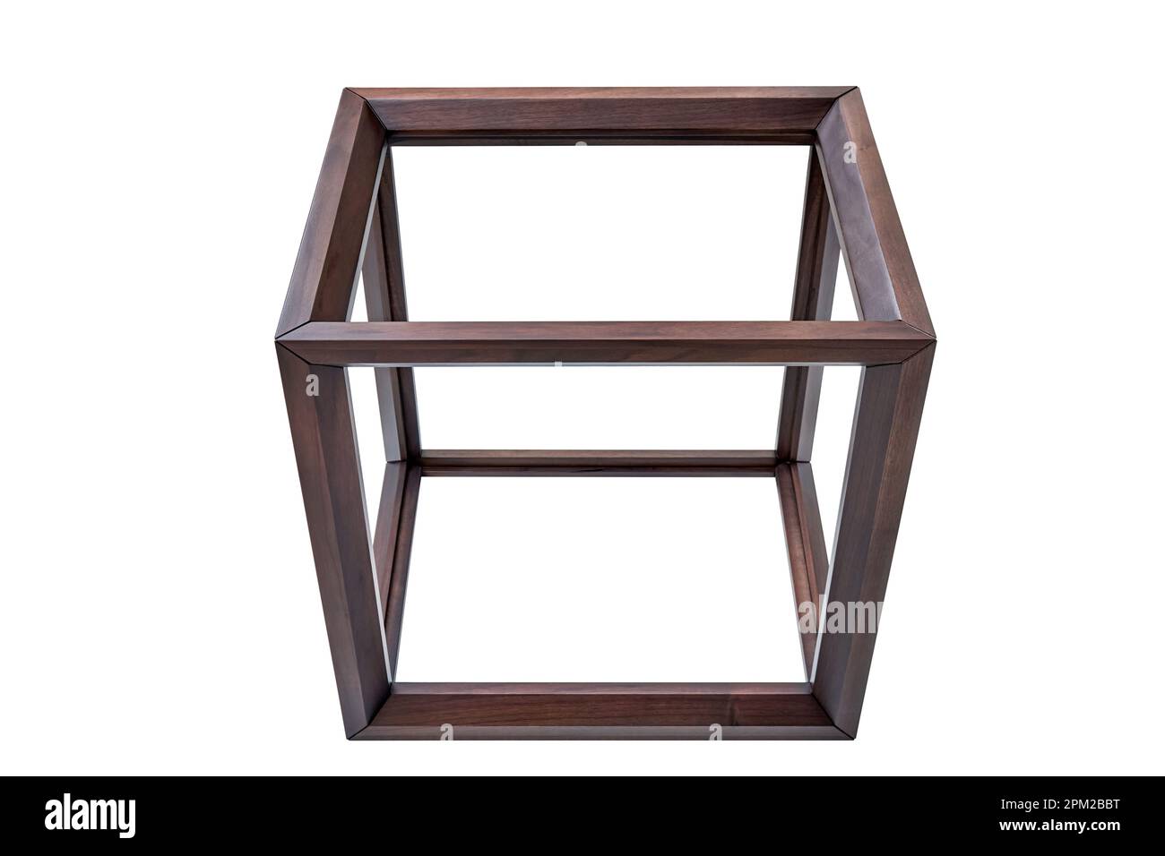 Wooden frame of bedside table made of solid walnut isolated on white