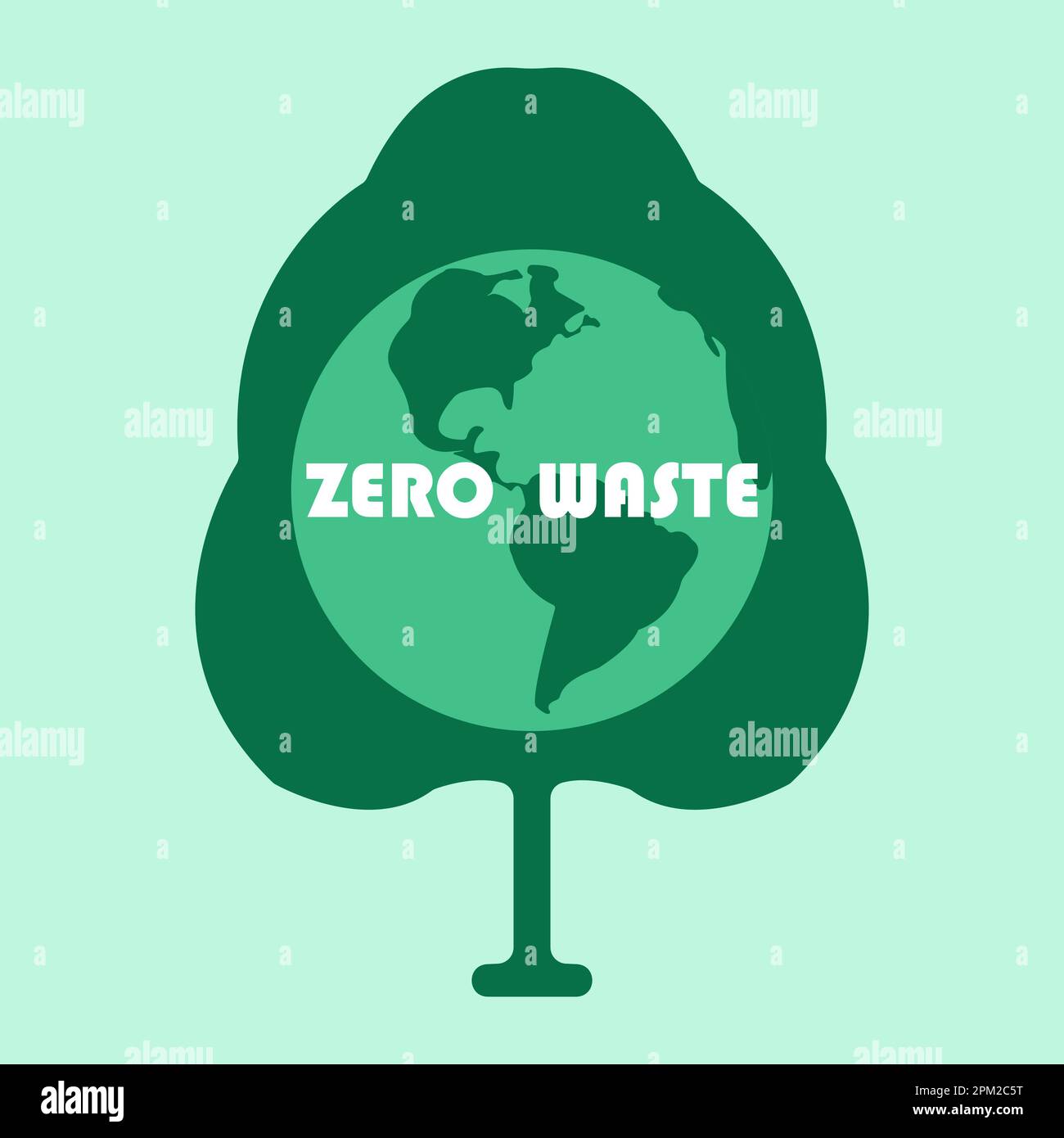 Zero waste infographic vector illustration. Green tree with the planet Stock Vector
