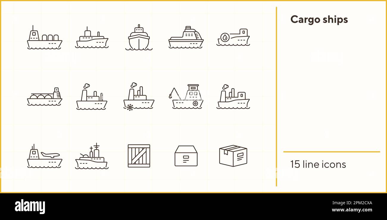Cargo ships line icon set Stock Vector Image & Art - Alamy