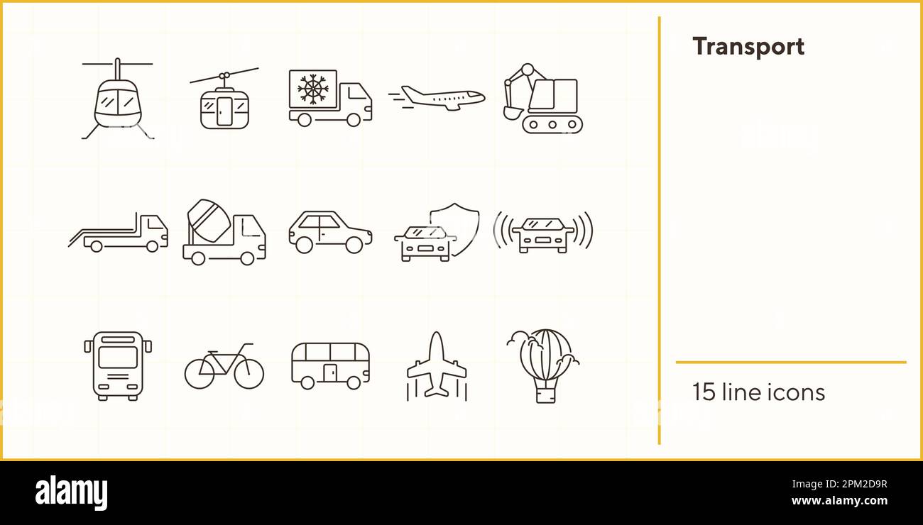Transport line icon set. Van, car, airplane Stock Vector Image & Art ...