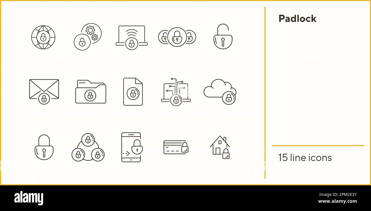Padlock line icons Stock Vector Image & Art - Alamy