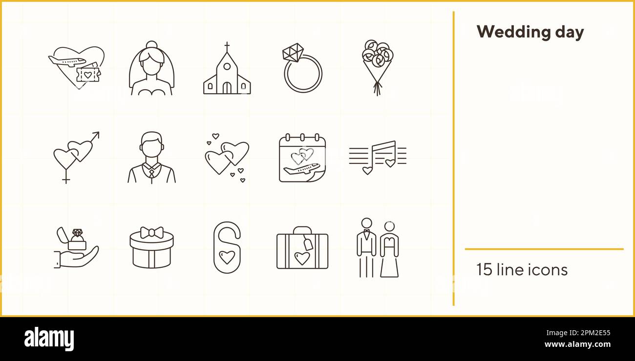 Wedding day line icons Stock Vector Image & Art - Alamy