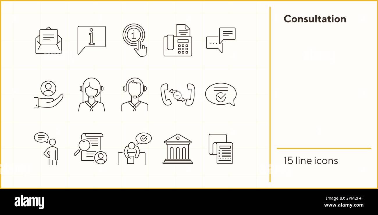 Consultation line icon set Stock Vector