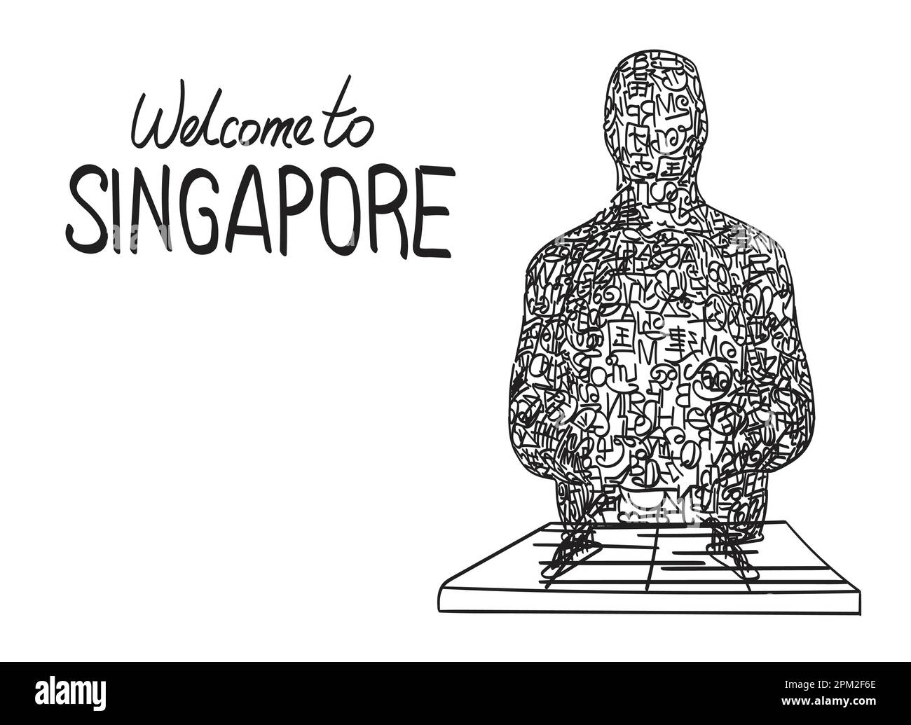 Welcome to singapore sculpture of man from the letters of the latin