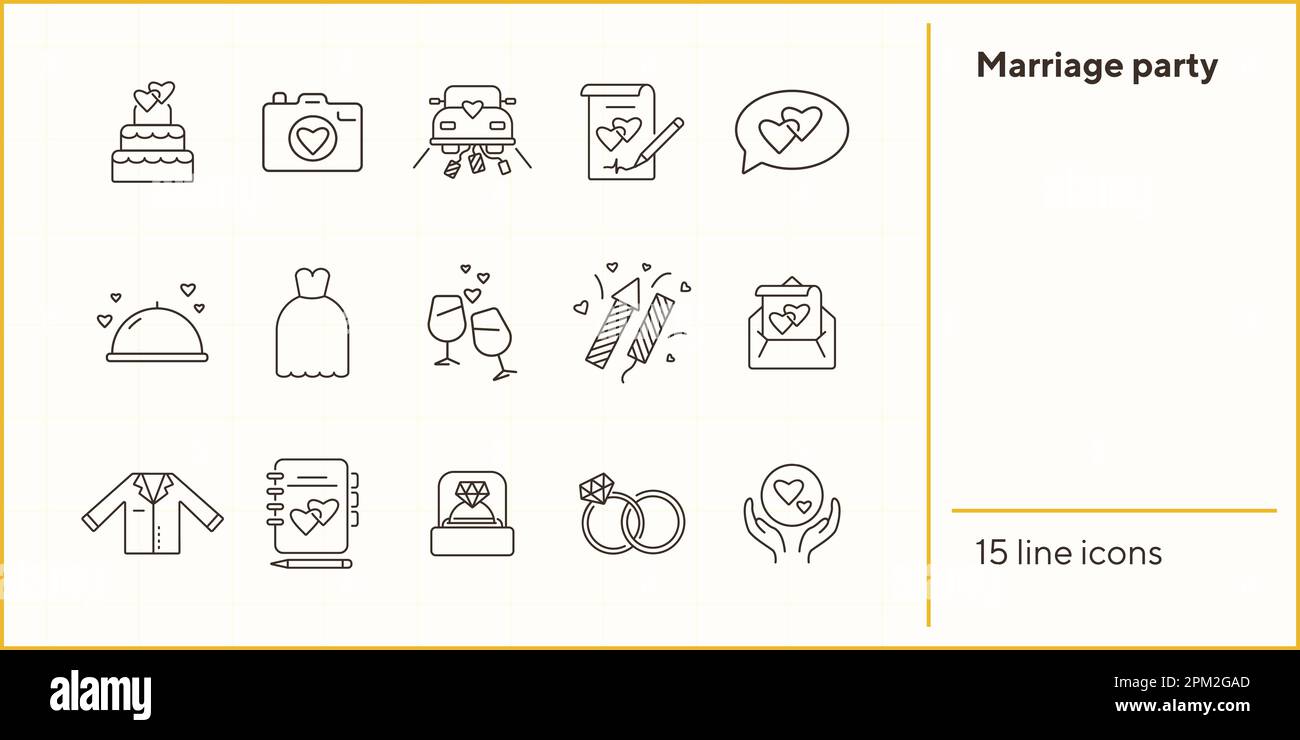 Marriage party line icons Stock Vector Image & Art - Alamy