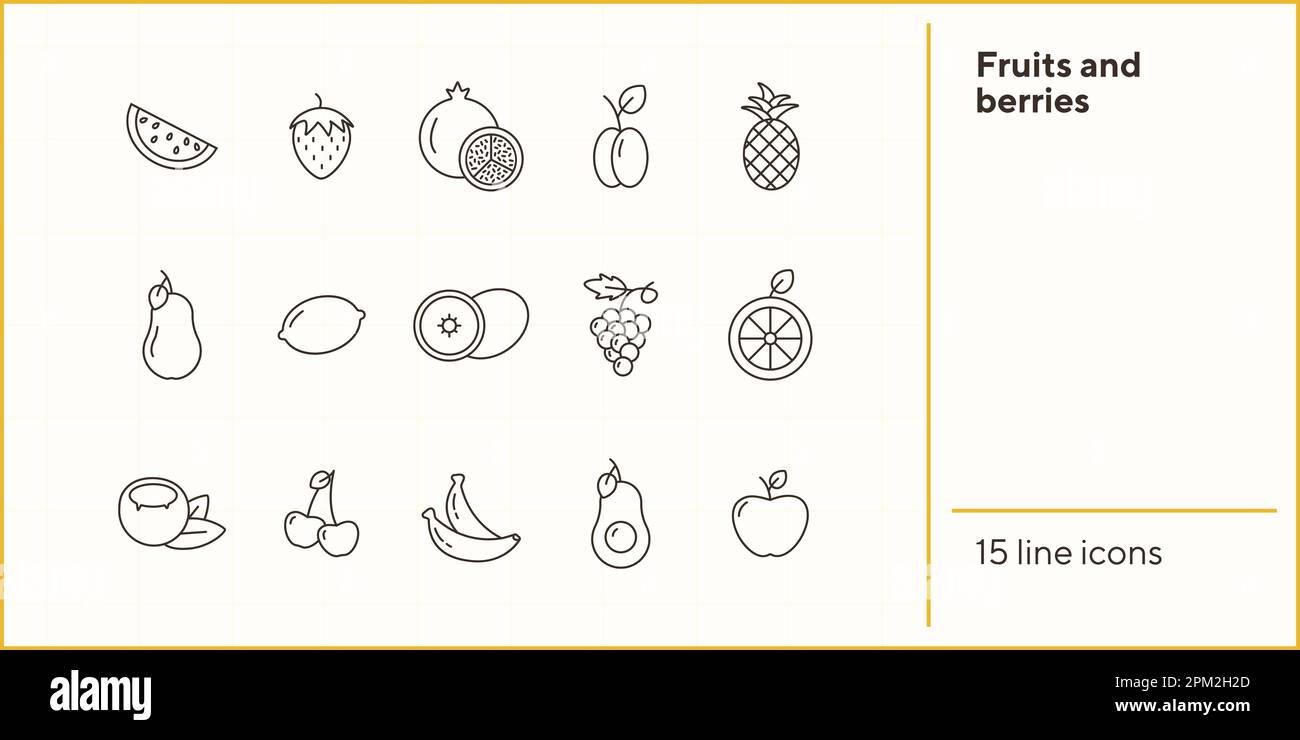 Fruits and berries icons Stock Vector Image & Art - Alamy