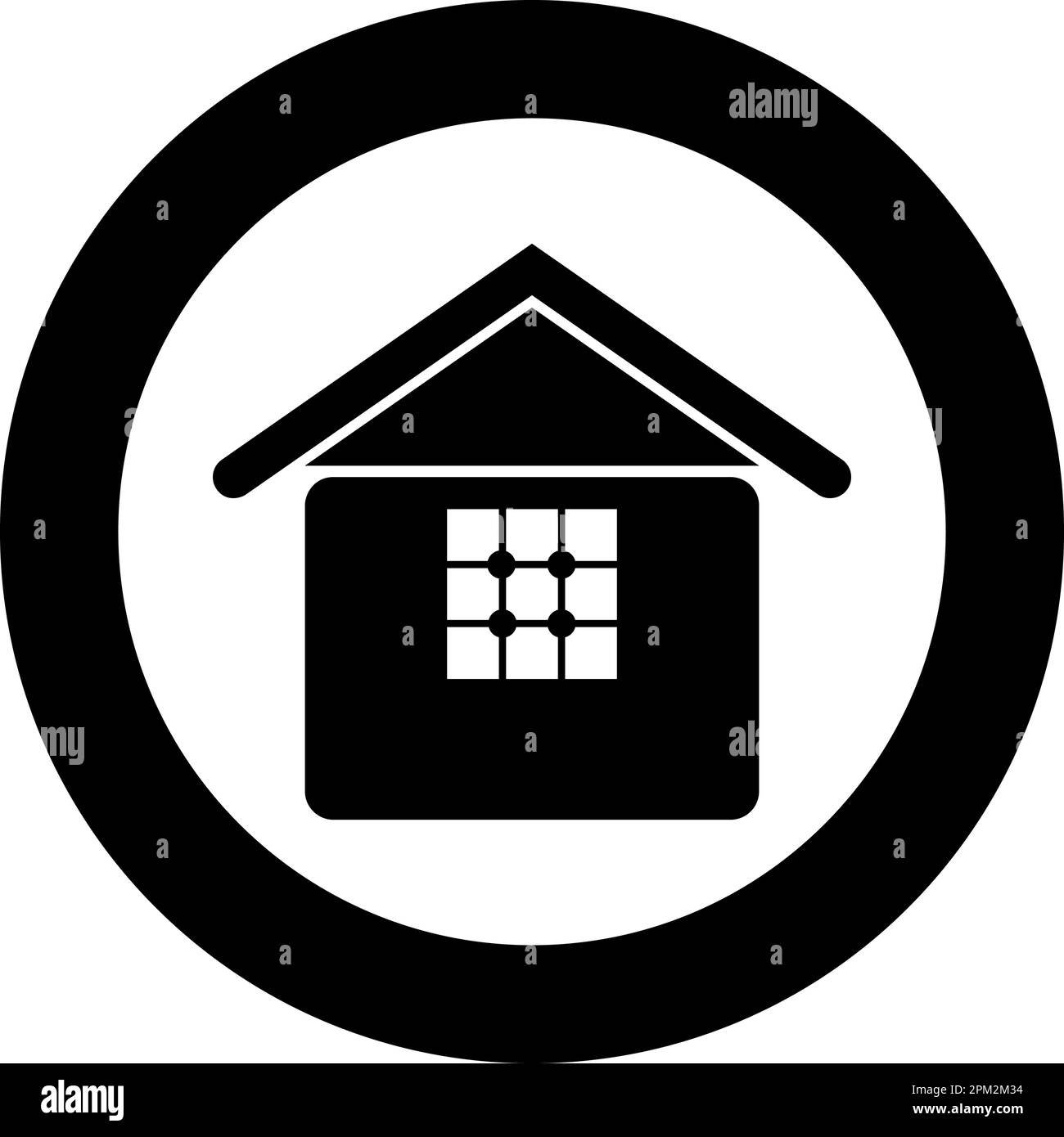 Home with window house real estate residence icon in circle round black