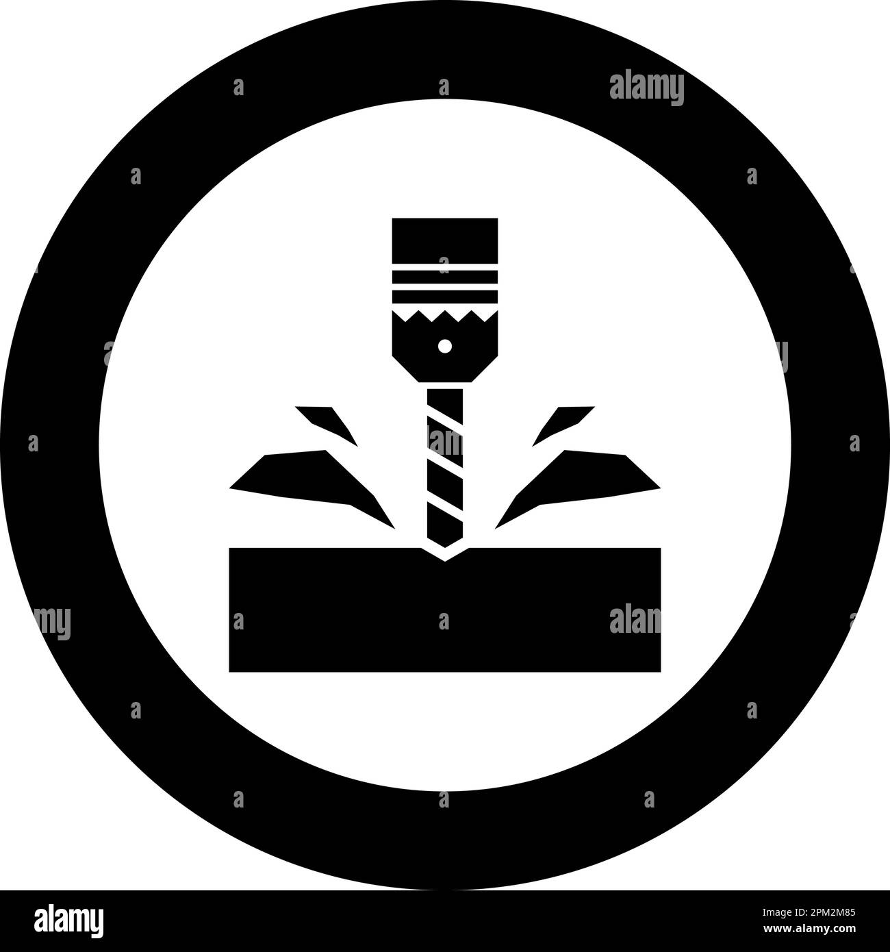 Drill with cartridge material processing shavings bit stationary use icon in circle round black color vector illustration image solid outline style Stock Vector