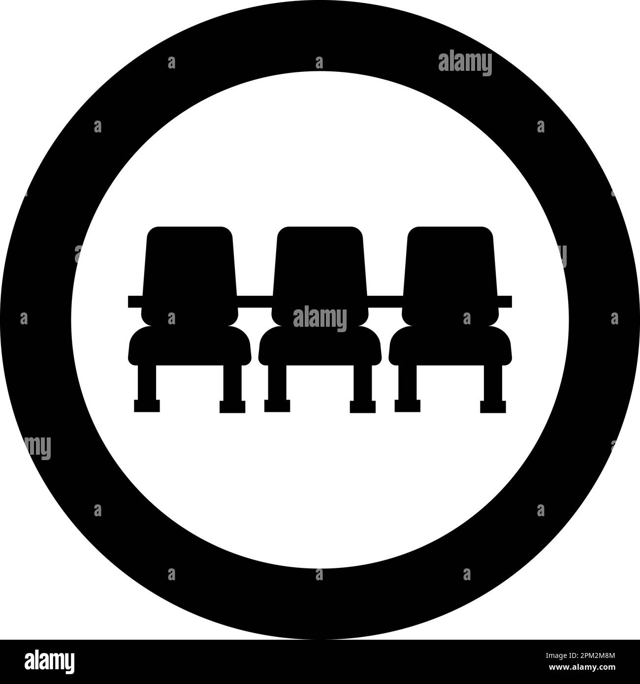 Cinema chair Chairs three icon in circle round black color vector illustration image solid outline style simple Stock Vector