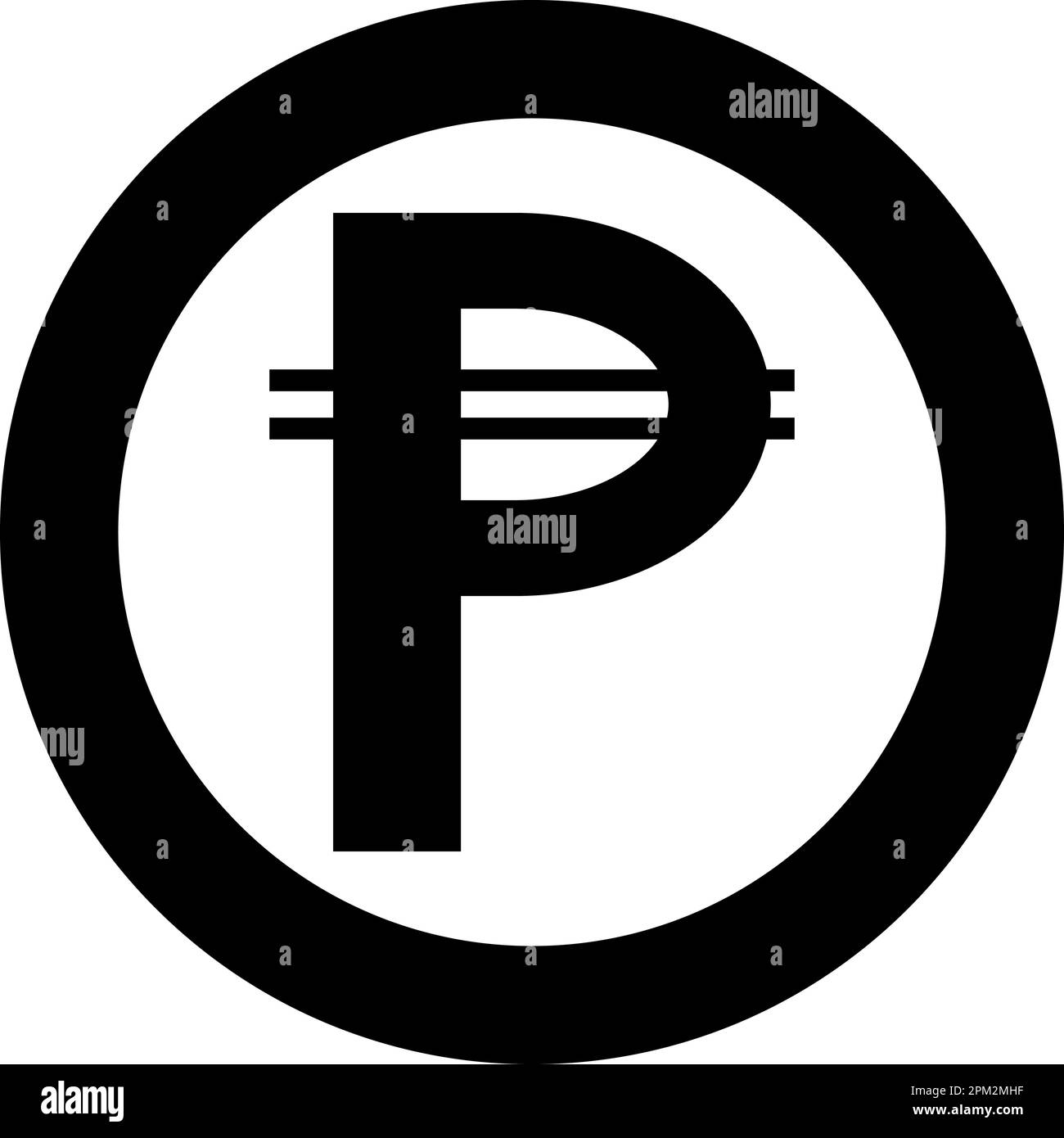 Sign of Philippine peso currency money symbol Pesos icon in circle round black color vector illustration image solid outline style simple Stock Vector