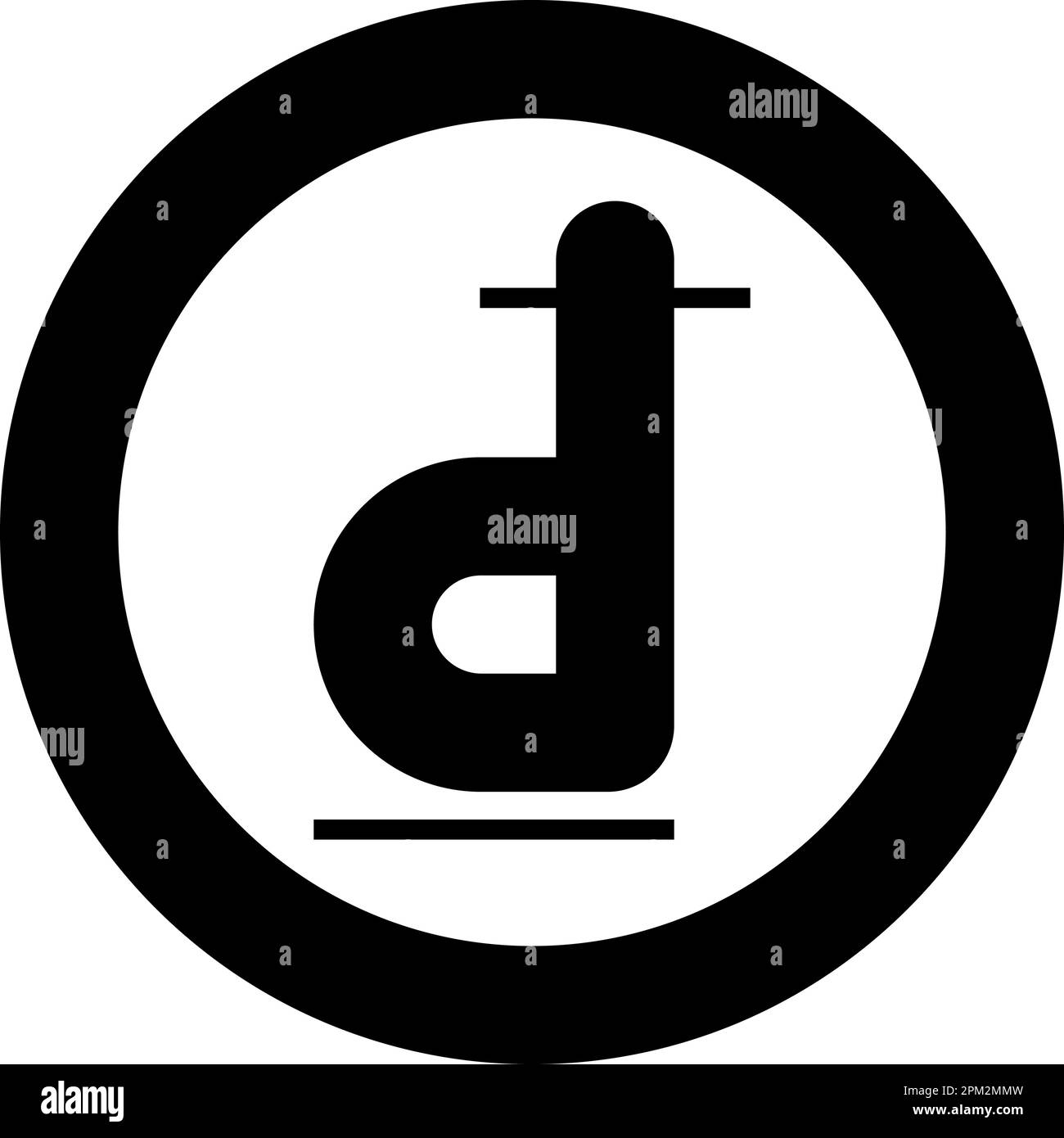 Dong sign Vietnamese money symbol Thai currency VND Vietnam cash icon in circle round black color vector illustration image solid outline style simple Stock Vector