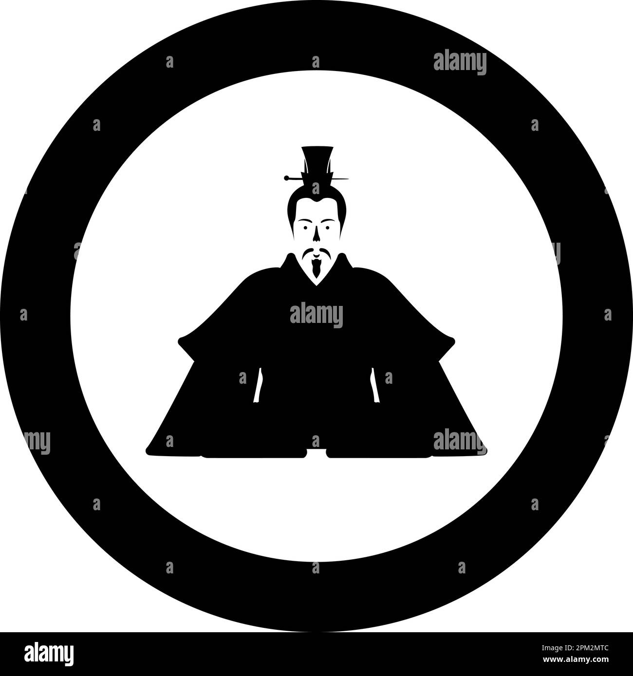 Emperor Japan China silhouette Chinese nobility Japanese ancient character avatar imperial ruler icon in circle round black color vector illustration Stock Vector