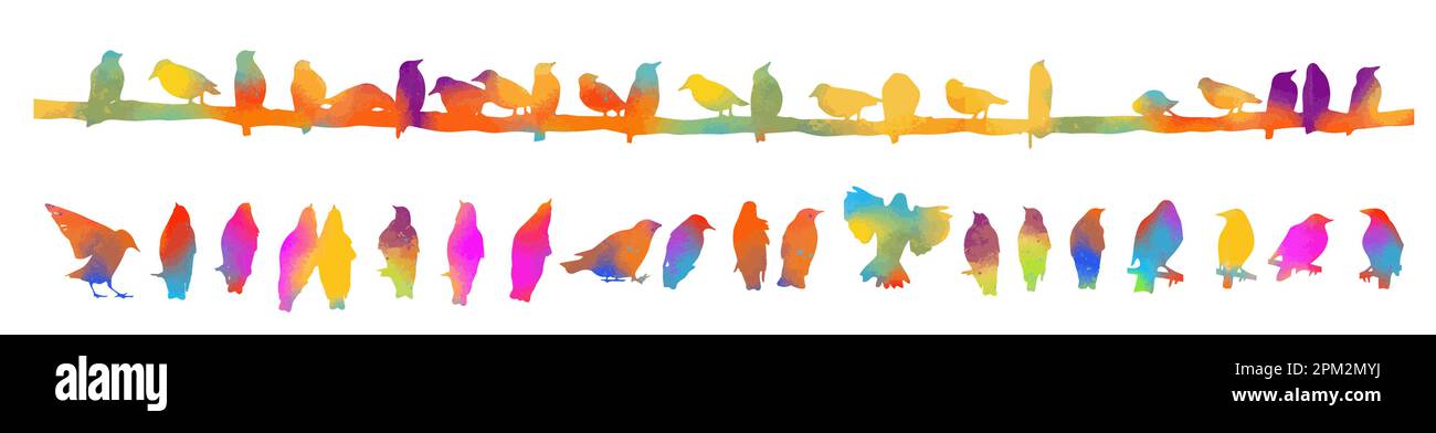 Birds sitting on a wire Stock Vector Images - Alamy
