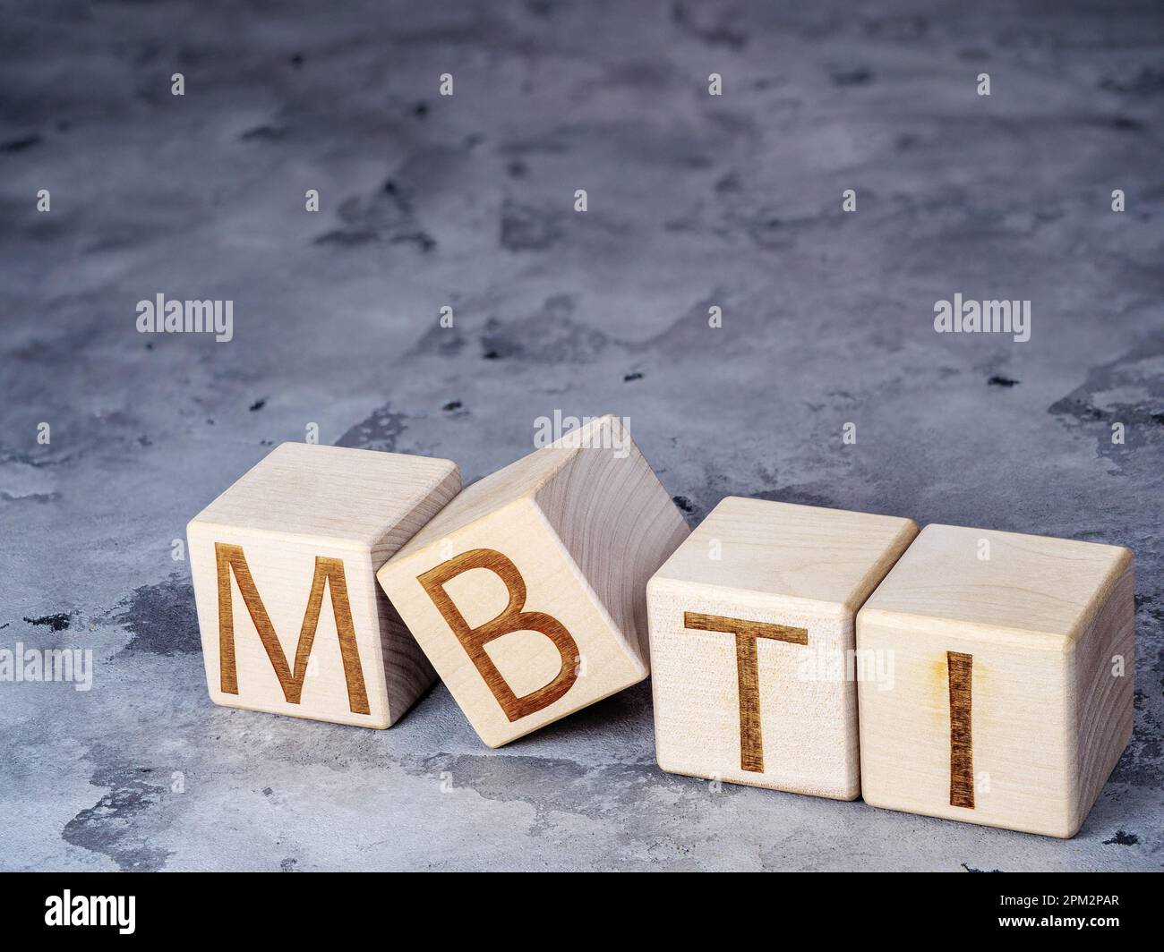 MBTI text on wooden cubes as concept of psychological testing for career and personal growth Stock Photo