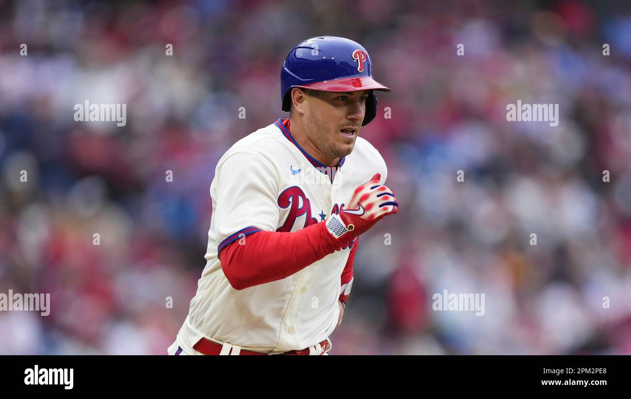 Philadelphia Phillies' J.T. Realmuto plays during a baseball game,  Wednesday, May 10, 2023, in Philadelphia. (AP Photo/Matt Slocum Stock Photo  - Alamy