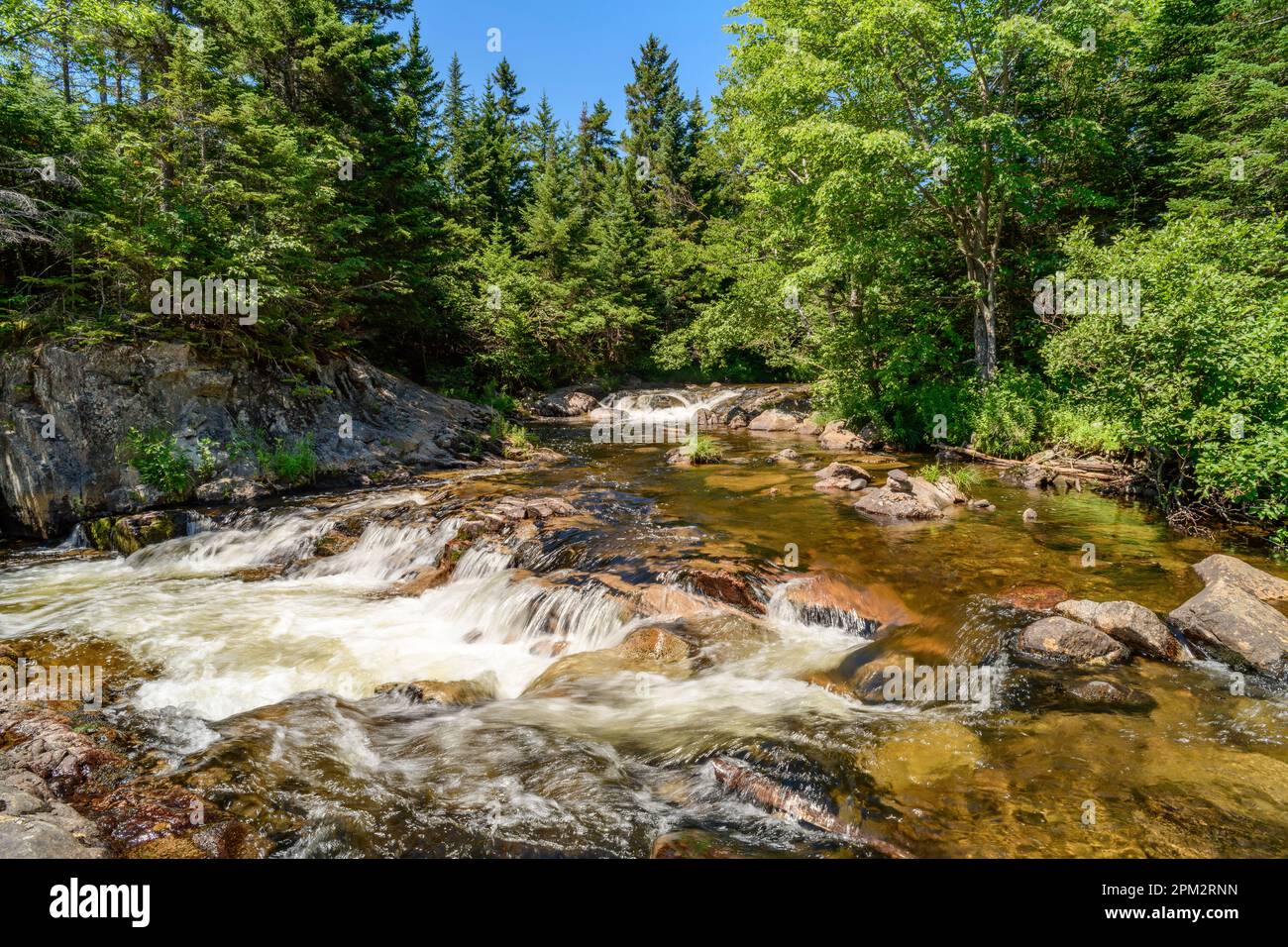 Ledge Falls Nesowadnehunk stream near Mount Katahdin, natural water slide Stock Photo