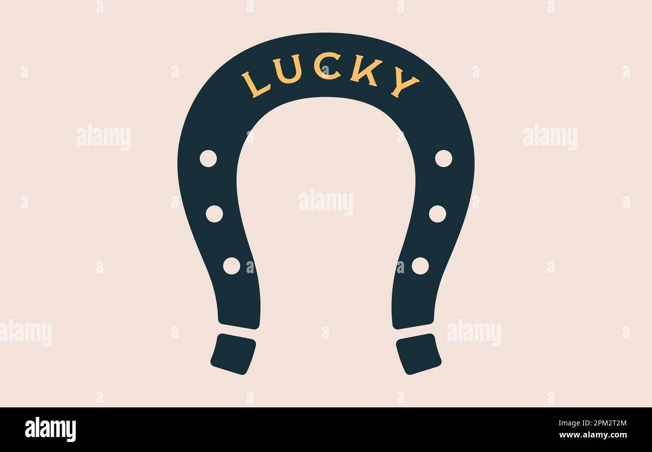 Sign lucky horseshoe. Simple graphic silhouette horseshoe on white
