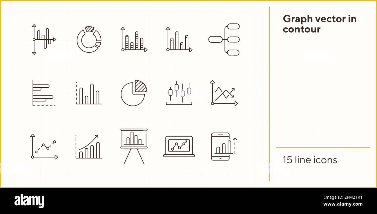 Graph vector icon set in contour line style. Graph concept Stock Vector ...