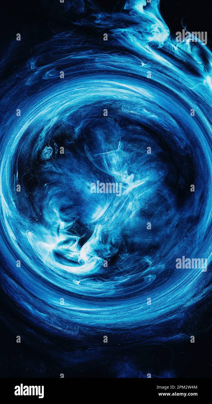 Vapor swirl round frame paint water blue circle Stock Photo - Alamy