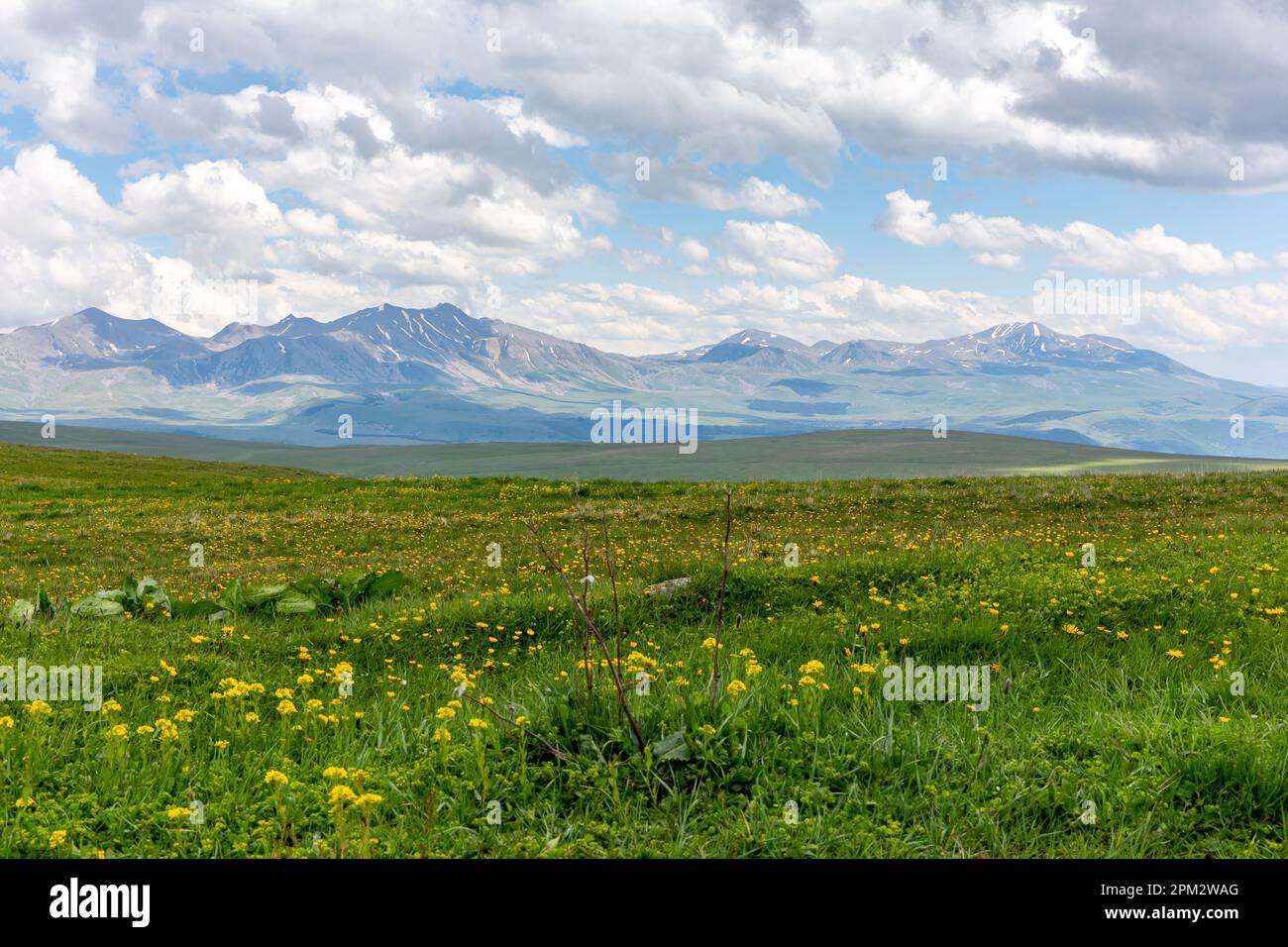 Javakheti Plateau landscape with ancient dormant volcanoes Didi Abuli